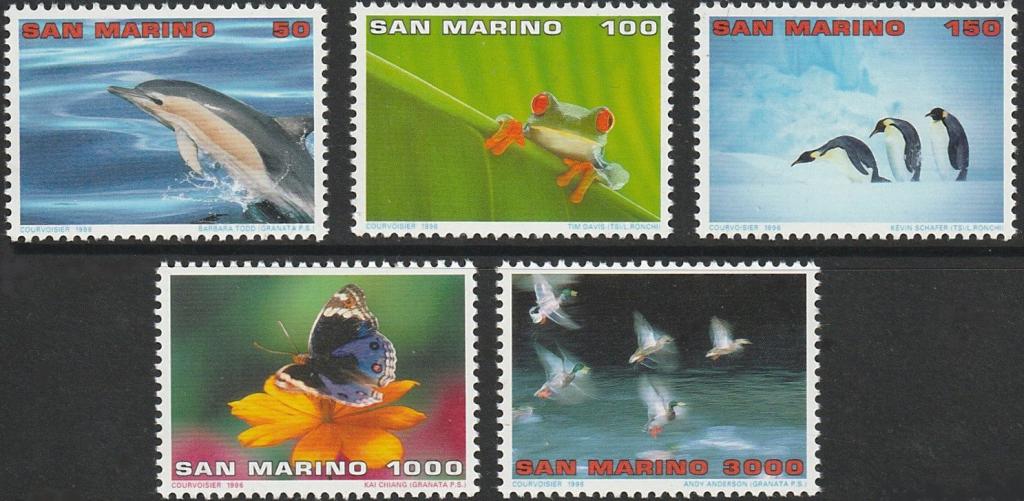 Сан Марино 1996. Флора и фауна. Дельфин. Бабочка. Пингвины. MNH**