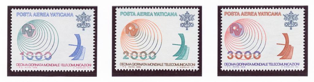 Ватикан 1978 Mi# 723-25** ВСЕМИРНЫЙ ДЕНЬ ЭЛЕКТРОСВЯЗИ