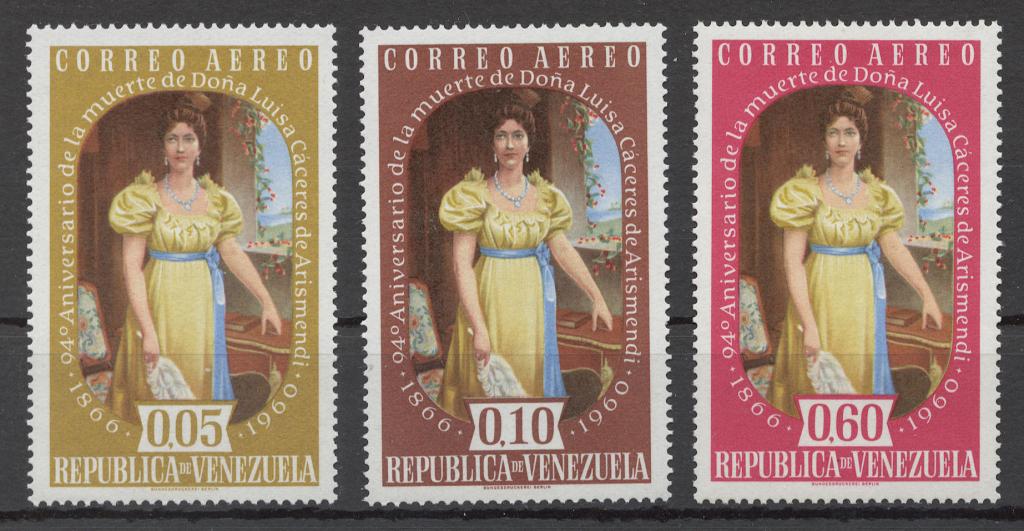 Венесуэла 1960 Mi# 1367-69** ЛУИЗА КАСЕРЕС ДЕ АРИСМЕНДИ