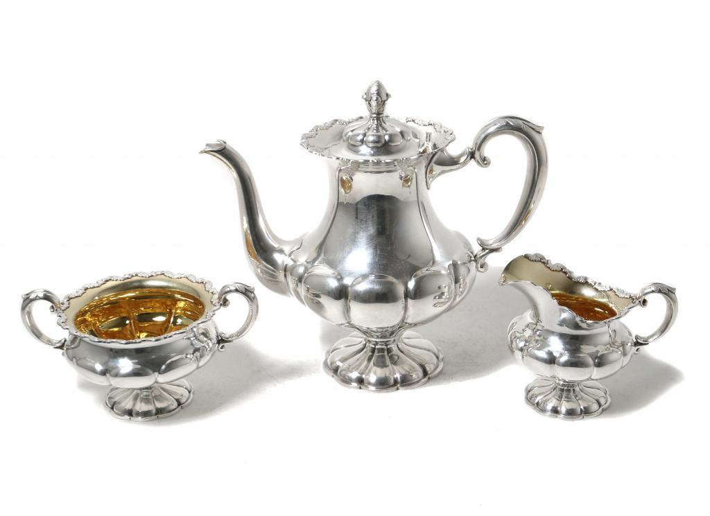 Серебряный кофейный сервиз, 3 предмета. Финляндия, 1945 год.