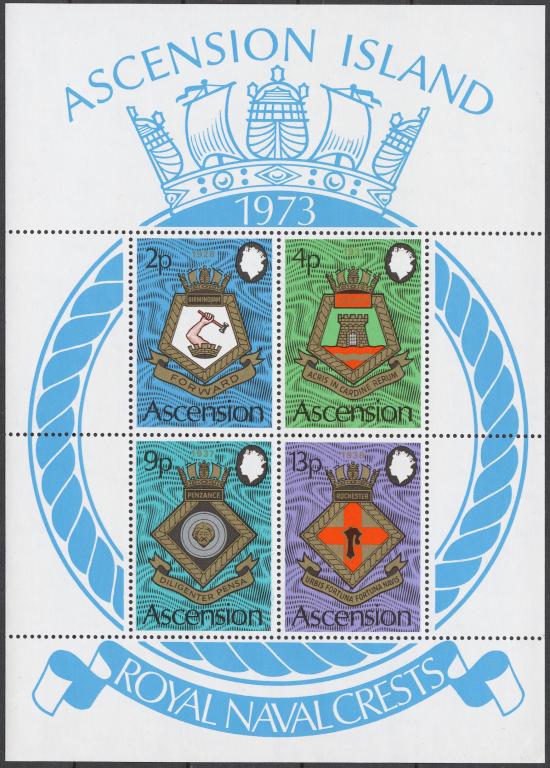 Вознесения о-ов 1976 Mi# Бл.6** ГЕРБЫ КОРОЛЕВСКОГО ФЛОТА