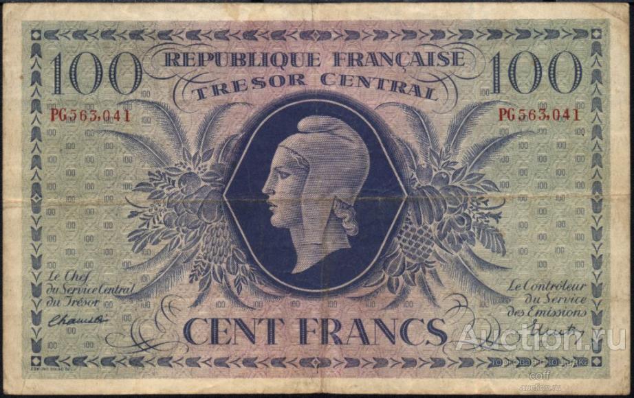 Франция P-105a 100 Francs 1943 F