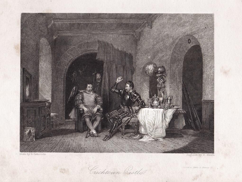 Гравюра сцена в Замоке Crichton Castle из романа Вальтера Скотта.1830