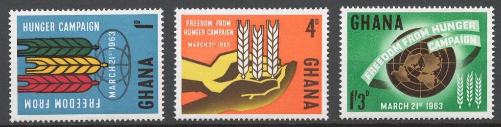 Гана 1963 Mi# 138-40*/** БОРЬБА С ГОЛОДОМ
