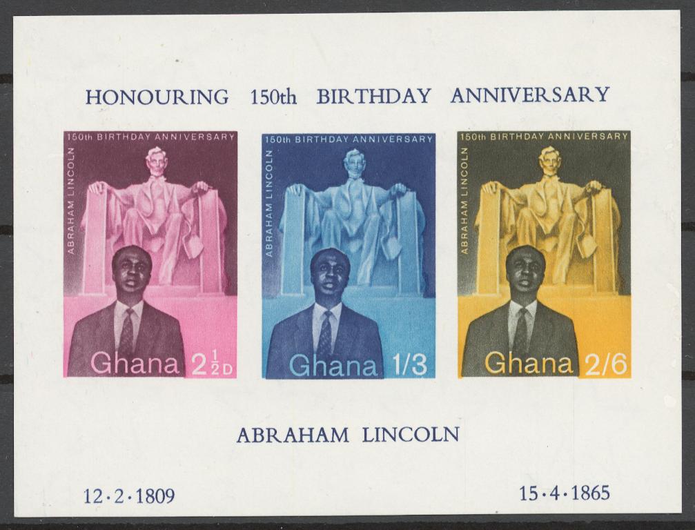 Гана 1958 Mi# Бл.1* 150 ЛЕТИЕ РОЖДЕНИЯ АВРААМА ЛИНКОЛЬНА
