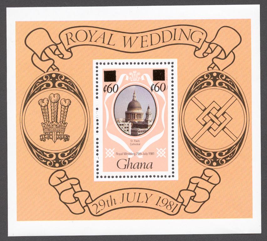 Гана 1984 Mi# Бл.102** СТАНДАРТ, СВАДЬБА ЧАРЛЬЗА И ДИАНЫ, НАДП.