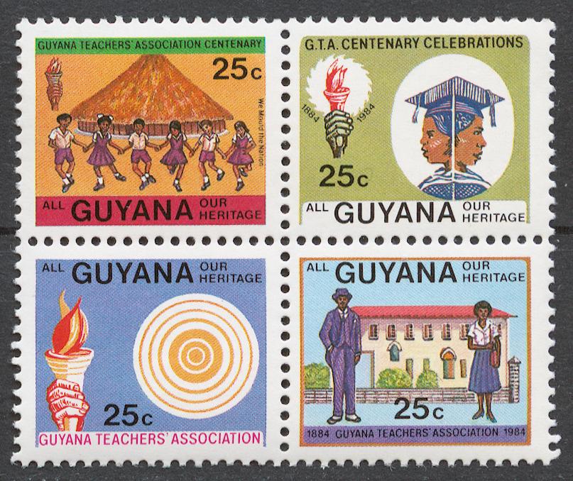 Гайана 1984 Mi# 1152-55** 100 ЛЕТ АССОЦИАЦИЯ УЧИТЕЛЕЙ
