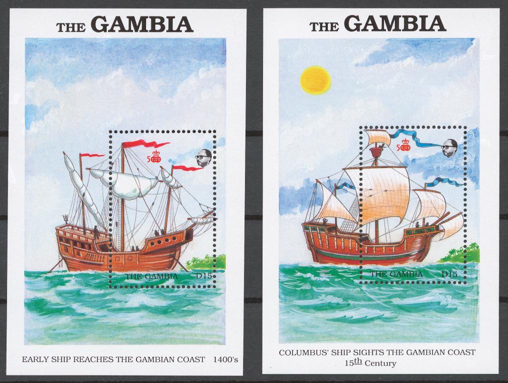 Гамбия 1988 Mi# 808-15+ Bl.56-57** 500 ЛЕТИЕ ОТКРЫТИЯ АМЕРИКИ