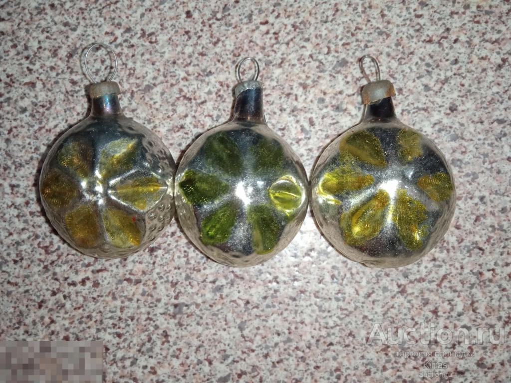 Ёлочная игрушка Шар со звездой Агитация Стекло СССР