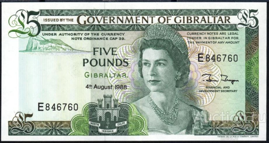 Гибралтар P-21b 5 Pounds 1988 UNC