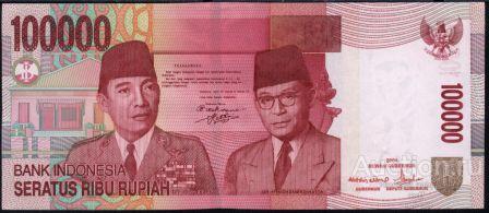 Индонезия P-146a 100 000 Rupiah 2004 UNC
