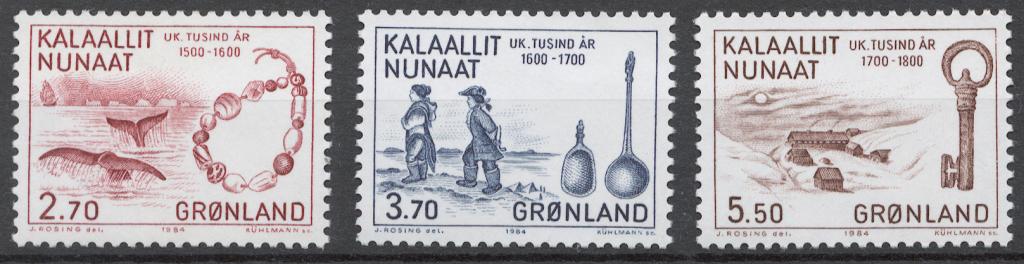 Гренландия 1984 Mi# 148-50** 1000 ЛЕТ ОТКРЫТИЯ ГРЕНЛАНДИИ