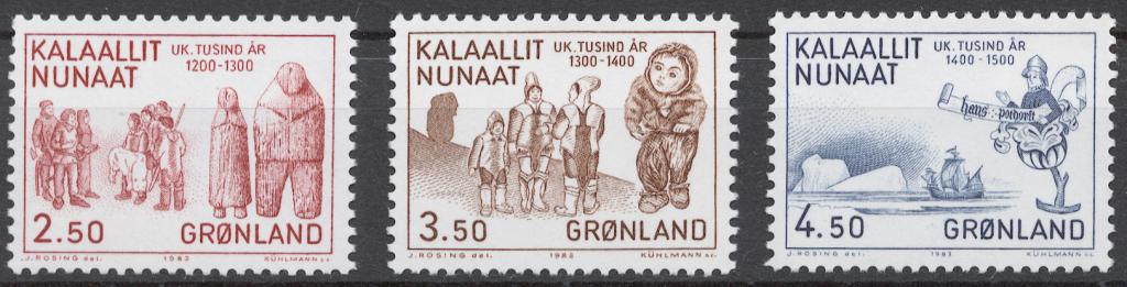 Гренландия 1983 Mi# 143-45** 1000 ЛЕТ ОТКРЫТИЯ ГРЕНЛАНДИИ