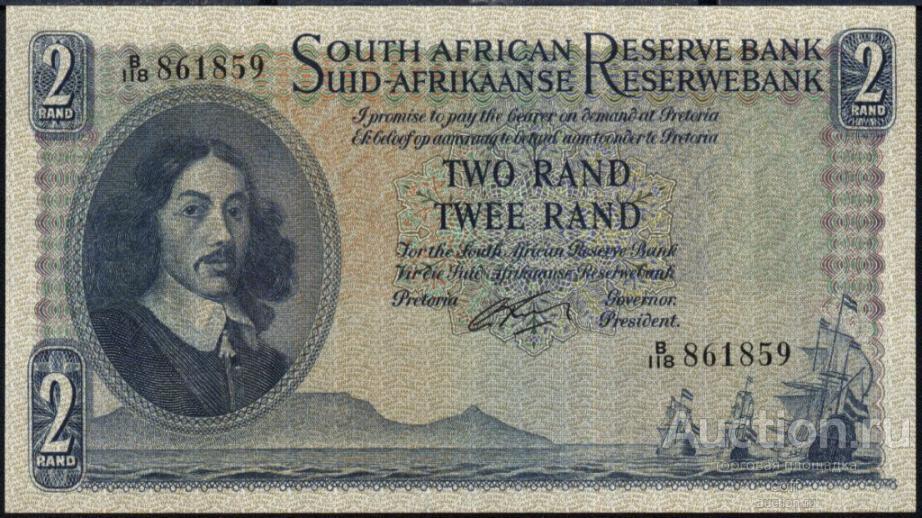 Южная Африка P-104b 2 Rand 1962 UNC