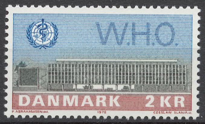 Дания 1972 Mi# 531** ЗДАНИЕ ВСЕМИРНОЙ ОРГАНИЗАЦИИ ЗДРАВООХРАНЕНИЯ WHO