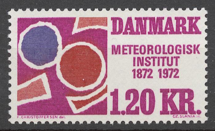 Дания 1972 Mi# 521** 100 ЛЕТ МЕТЕОРОЛОГИЧЕСКОМУ ИНСТИТУТУ
