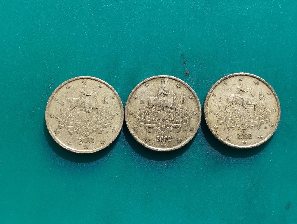 Монета 50  ЕВРОцентов 2002 г. Италия.