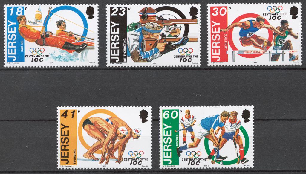 Джерси 1994 Mi# 660-64** 100 ЛЕТИЕ ОЛИМПИЙСКОГО КОМИТЕТА