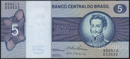 Бразилия P-192c 5 Cruzeiros 1974 UNC