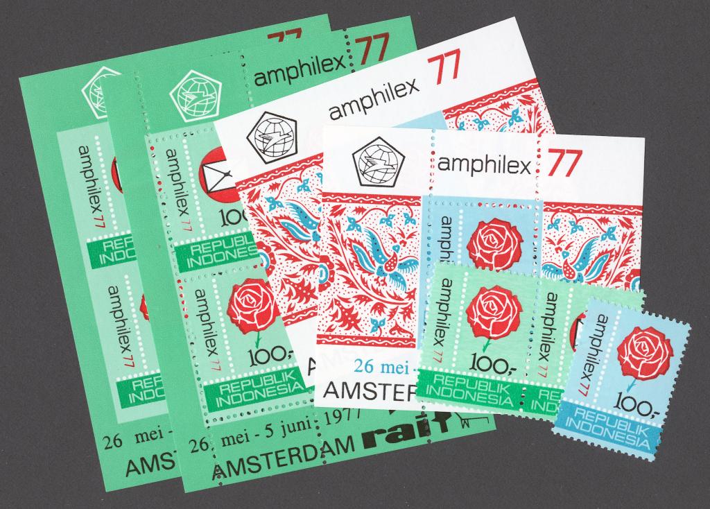 Индонезия 1977 Mi# 871-72+ Бл.22-23A+B** ФИЛ ВЫСТАВКА AMPHILEX 77