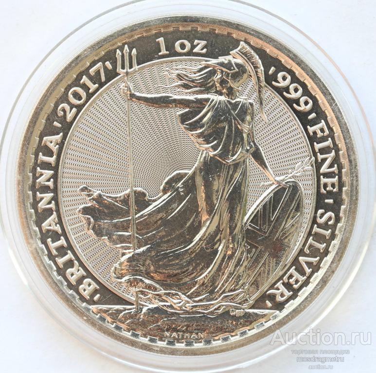 2017 год 2 фунта Британия Британика Великобритания Англия унция серебра 999 пробы