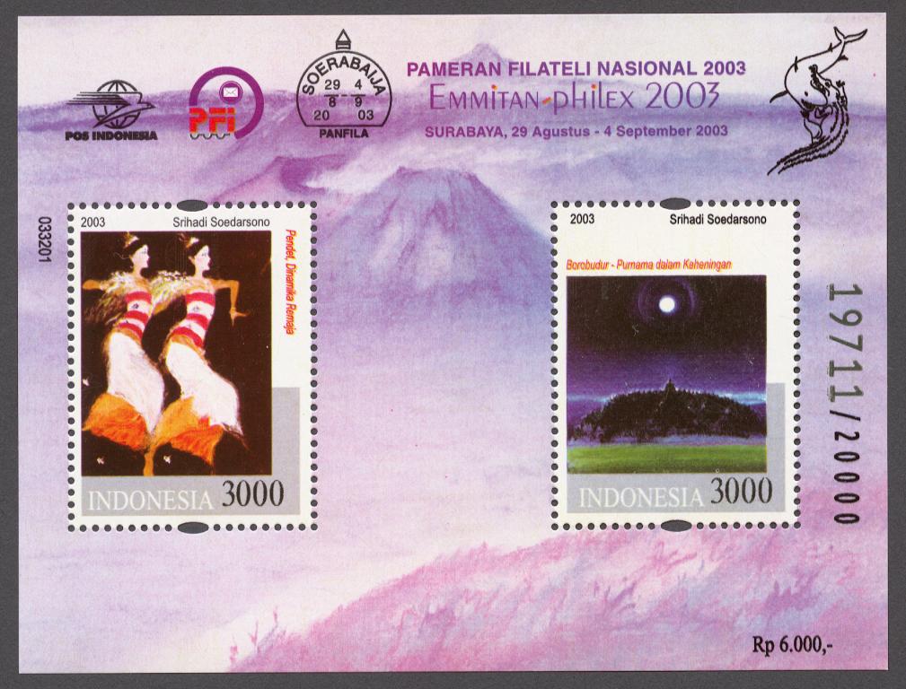 Индонезия 2003 Mi# Бл.187** ИСКУССТВО, НАЦИОНАЛЬНАЯ ФИЛ ВЫСТАВКА EMMITAN-PHILEX 2003