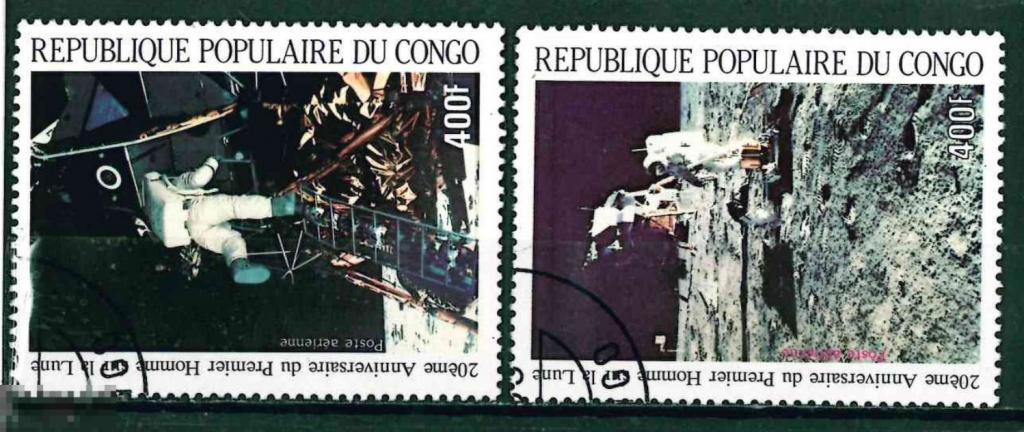 Конго 1989  Mi# 1151- 1152 Космос Высадка на Луну