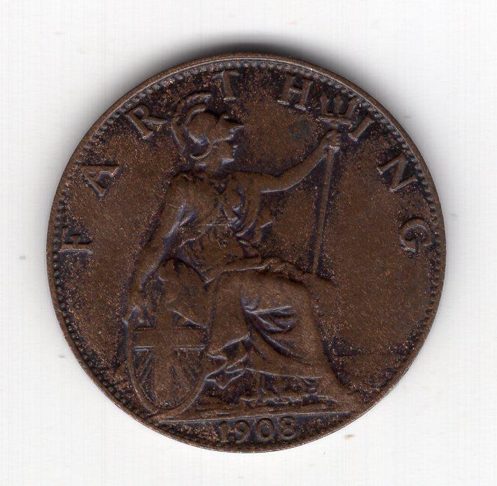 1 фартинг - Великобритания - 1908 - Эдуард VII - KM#792
