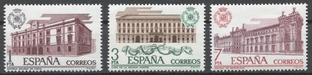 Испания 1976 Mi# 2219-21** 125 ЛЕТИЕ ОБЪЕДИНЕНИЯ ТАМОЖЕННЫХ СЛУЖБ