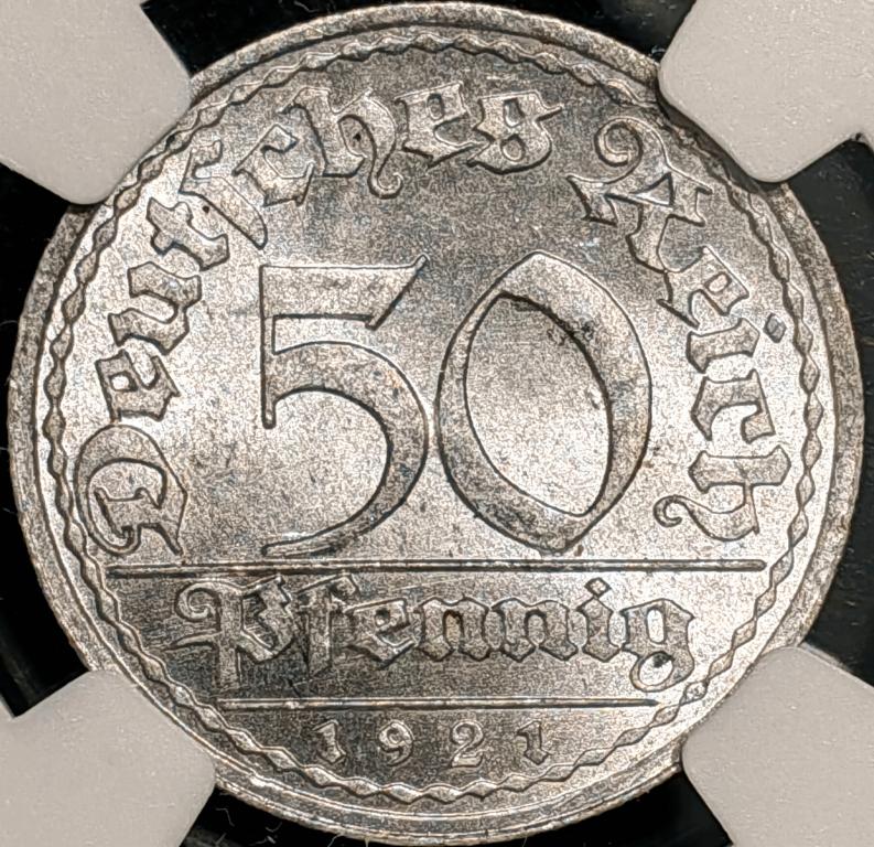 50 пфеннигов. 1921г.A. NGC MS 63