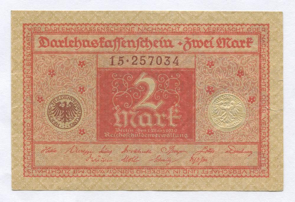 ГЕРМАНИЯ 2 МАРКИ 1920 AUNC