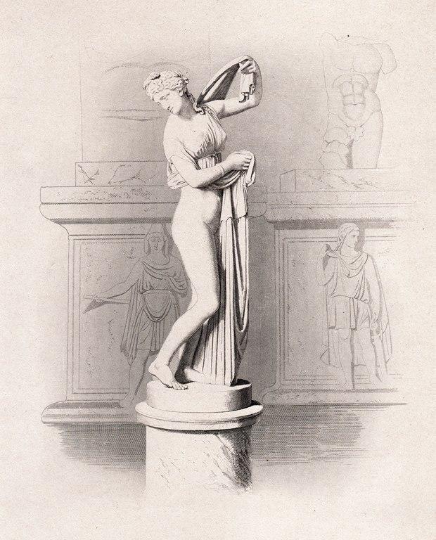 гравюра Италия Венера Каллипига Античная статуя H. Payne 1860 г...ориг..сост..