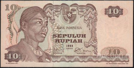 Индонезия P-105a 10 Rupiah 1968 UNC
