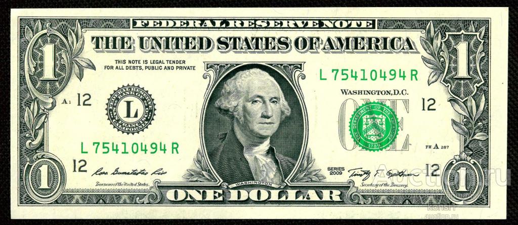 США 1 $ 2009 L (Сан-Франциско), Дж.Вашингтон, L75410494R, Пресс!