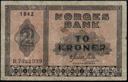 Норвегия P-16a1 2 Krone 1942 VG