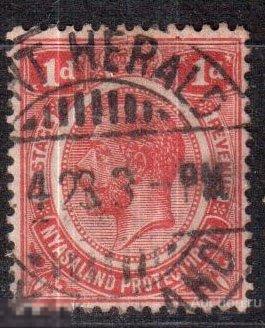 1921- 1930. Ньясаленд . протекторат колония. Король Георг V. Mi:.