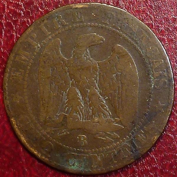 Франция 5 сантимов 1855 года. B.