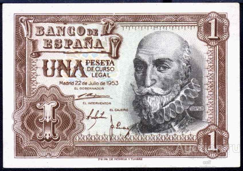 Испания P-144a 1 Peseta 1953 XF