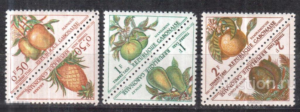 1962. Габон. Доплатные марки. Фрукты. Mi.:  34- 39 **