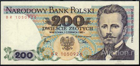 Польша P-144b 200 Zlotich 1982 UNC