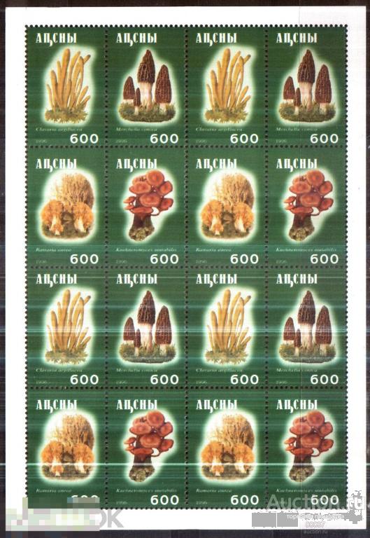 1996. Абхазия. Съедобные грибы, М/Л из 4 серий. Mi.: 94- 97 **