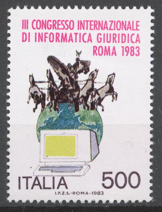 Италия 1983 Mi# 1845** МЕЖДУНАРОДНЫЙ КОНГРЕСС ПРАВОВОЙ ИНФОРМАТИКИ