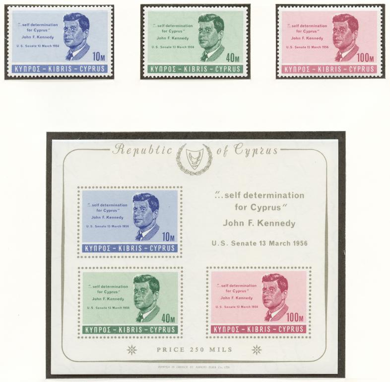 Кипр 1965 Mi# 247-48+ Бл.3** ДЖОН КЕННЕДИ, ПРЕЗИДЕНТ США