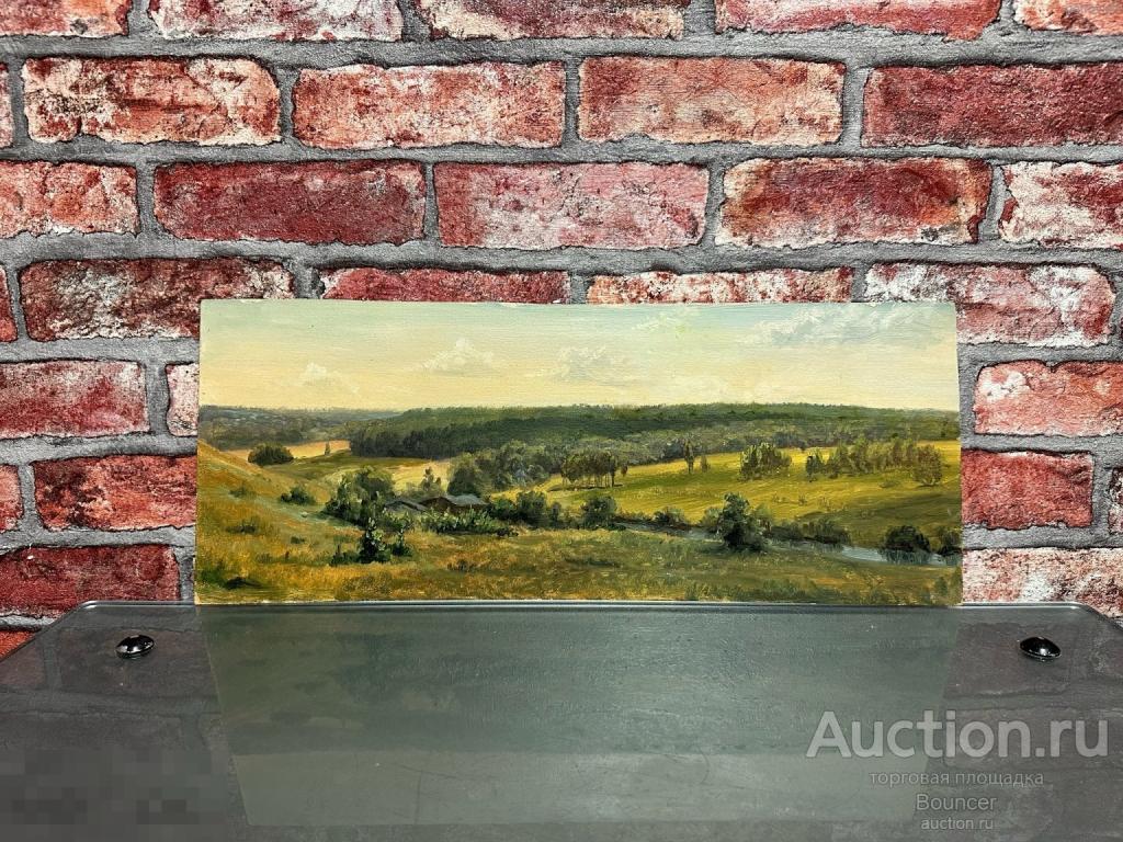 Картина "Пейзаж в овраге". Картон, масло. Борисов Н.А. 1983 год