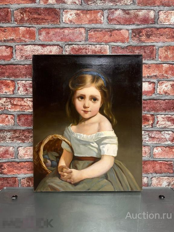 Картина "Девочка с корзиной слив". Холст, масло, лак. Цветкова С. 2024 год