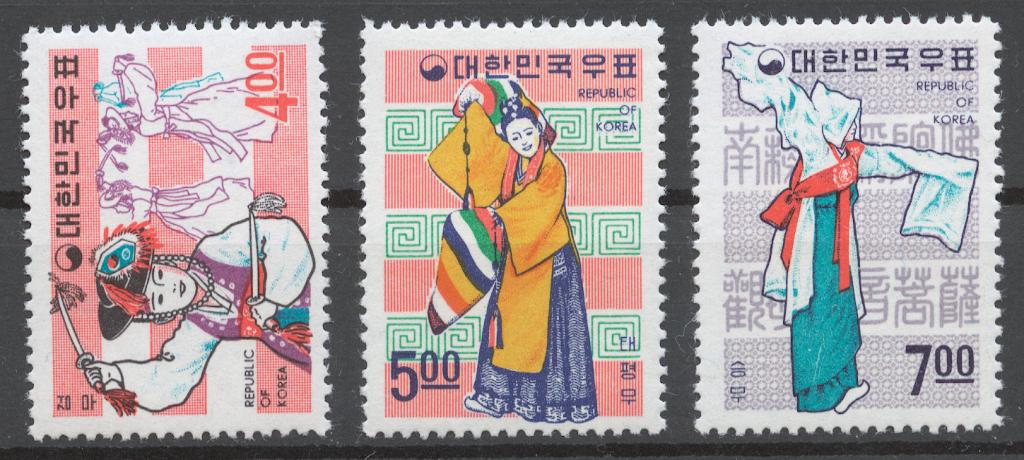 Корея Южная 1967 Mi# 583-85** ФОЛЬКЛОР