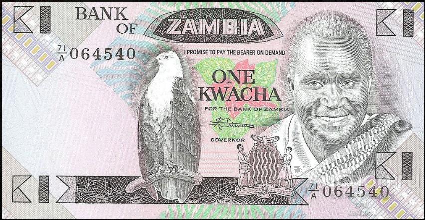 Замбия P-23b 1 Kwacha 1980 UNC