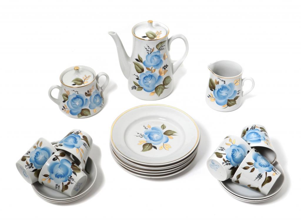 Фарфоровый кофейный сервиз на 6 персон, 21 предмет. СССР