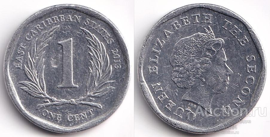 1 цент 2013 года, Восточные Карибские Территории, Елизавета II, VF+, колонии