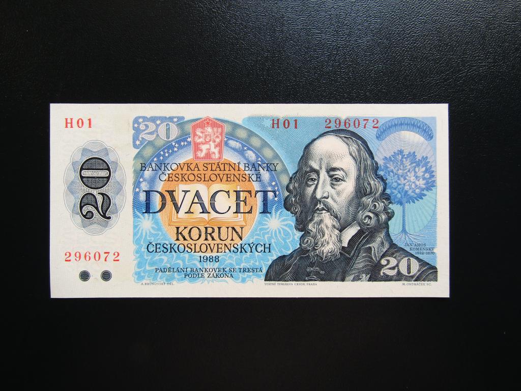 Чехословакия - 20 крон 1988г. XF+. Серия Н 01.